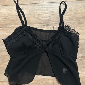 Black lace cami top with adjustable straps, Size: S #lace #lingerie